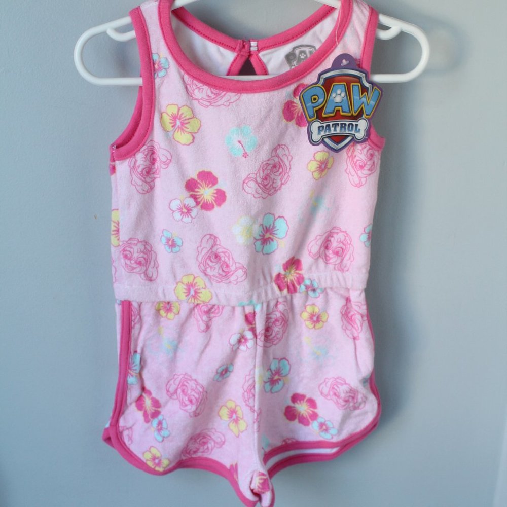 Paw Patrol Size Girls Romper Terry Pink New